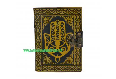 Hamsa Hand Sign Of Protection Leather Bound Book Of Shadow Celtic Embossed Personal Journal Celtic Shadow Book